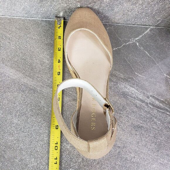 Jack Rogers Shoes Womens 9.5 Palmer Gold Espadrilles Closed Toe Wedge Sandals - Picture 8 of 10